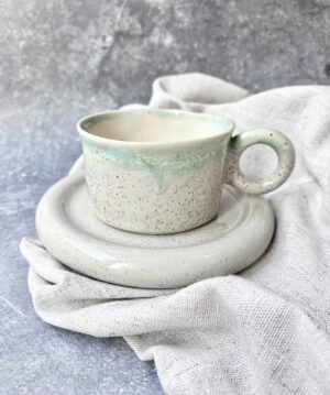 FILIŻANKA DO ESPRESSO ZE SPODKIEM *PISTACHIO*